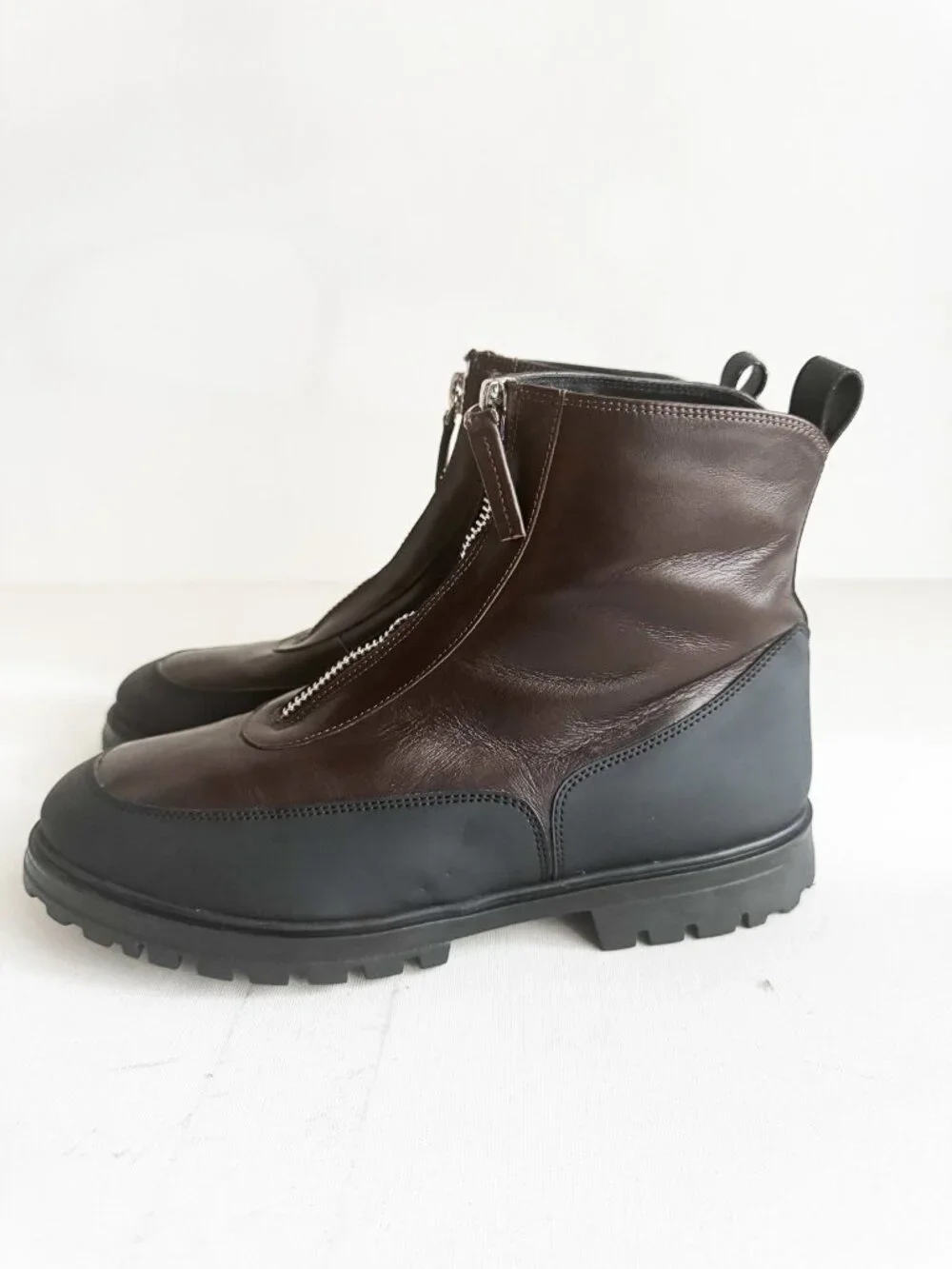 Ron White Shearling Lined Waterproof Leather Zip Closure Winter Snow Boots 41